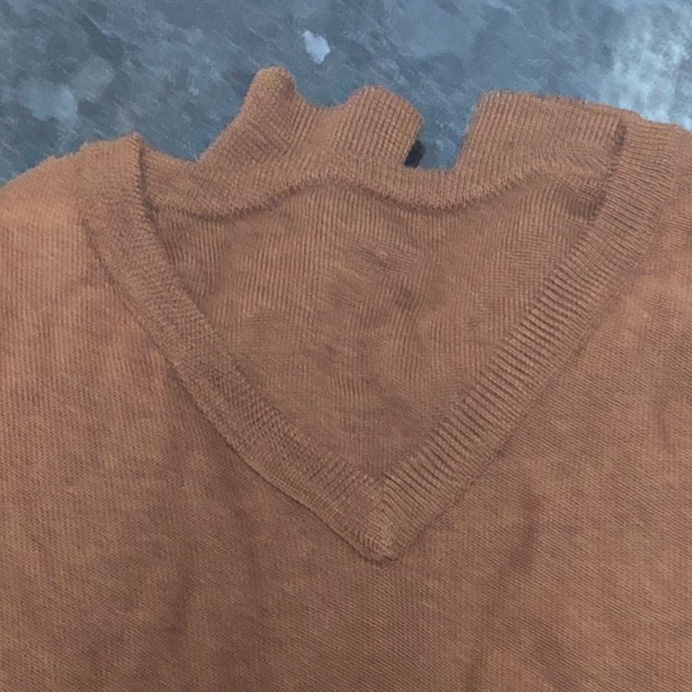 JCrew wool v-neck sweater in tan/brown